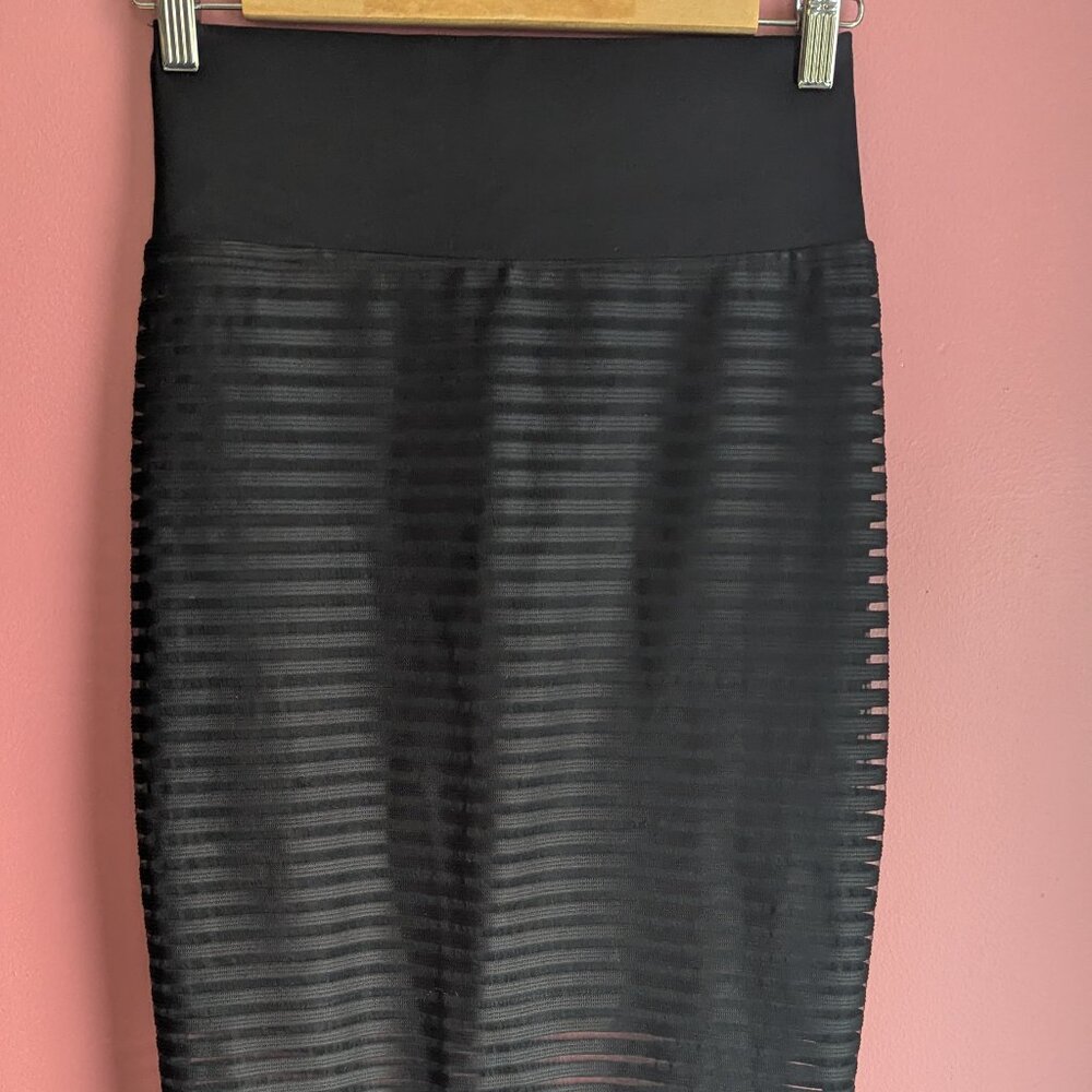 High Waisted Mesh Pencil Skirt